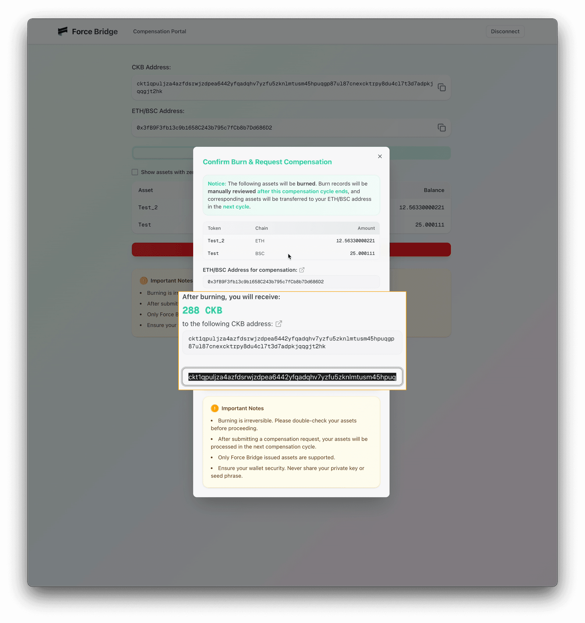 Step 6: Confirm CKB Info